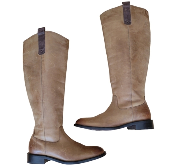 Vero Cuoio Distressed Italian Leather Riding Boots Size 7 - Picture 1 of 9